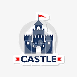 Castle sticker icon isolated on white background. Castle icon simple sign