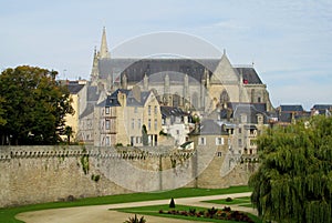 Castle stone wall and tower in France