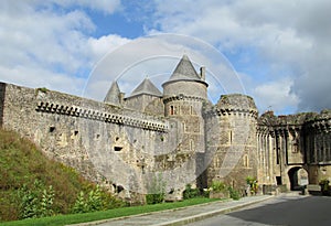 Castle stone wall and tower in France