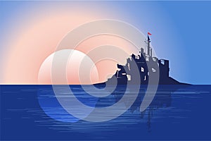 Castle at sunset vector illustrution