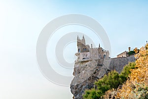 Castle of Swallow`s Nest at the Black Sea coast. Beautiful tourist place in Crimea.