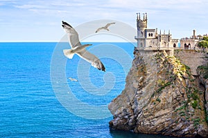 Castle of Swallow`s Nest at the Black Sea coast, Crimea