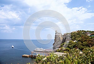 Castle Swallow`s Nest in Crimea, cloudy weather