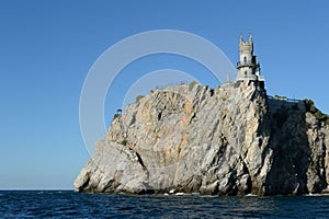 Castle Swallow\'s Nest on a rock at Black Sea, Crimea. It is a symbol and tourist attraction of Crimea