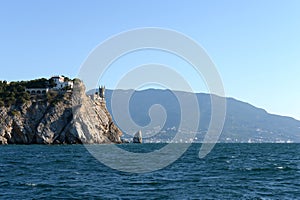 Castle Swallow\'s Nest on a rock at Black Sea, Crimea. It is a symbol and tourist attraction of Crimea