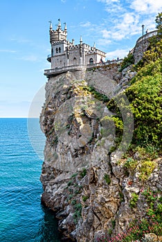 Castle Swallow`s Nest on rock in Crimea