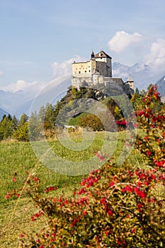 Castle Tarasp built in the 11th century in Swiss Alps