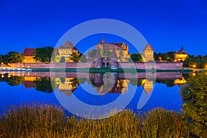 Castle of the Teutonic Order in Malbork at night