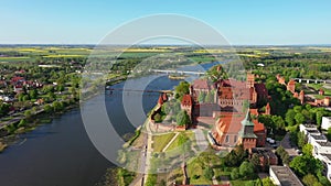 The Castle of the Teutonic Order in Malbork by the Nogat river.