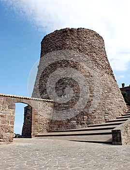 Castle tower with a door