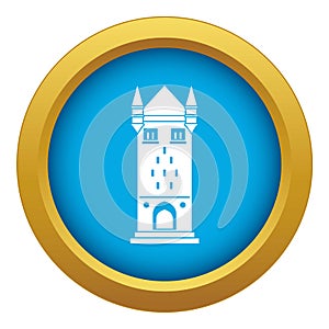 Castle tower icon blue vector isolated