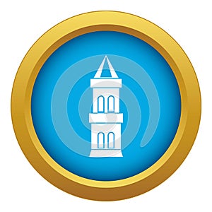 Castle tower icon blue vector isolated