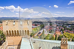 Castle tower overlooking the city and mountains of Bojnice