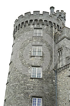 Castle tower shows crenelated rampart architecture