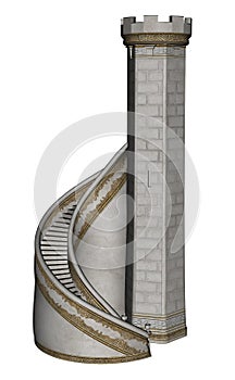 Castle tower and stairs - 3D render