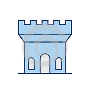 Castle tower thin line icon. Color blue