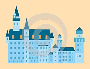 Castle tower tourism travel design famous building euro adventure international vector illustration.