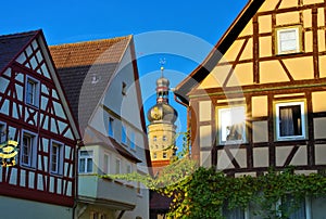 Castle tower in the town Weikersheim