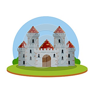 Castle with towers and walls.