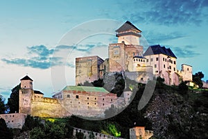 Castle in Trencin at night, Slovakia
