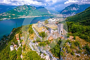 The Castle of the Unnamed (Castello dellÃ¢â¬â¢Innominato) above Vercurago, Lecco on Como Lake aerial view photo