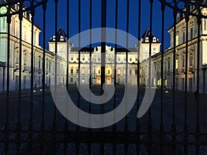 The Castle of Valentino, historic building and fence in Turin, Italy