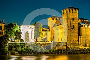 Castle Vecchio at summer night in Verona, Italy