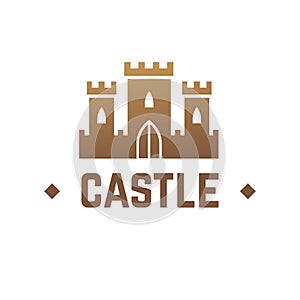 Castle vector logo design. Knights fortress with towers business emblem