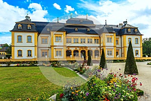 Castle VeitshÃ¶chheim, historic palace with Rococo Garden in Bavaria, Germany