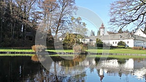 Castle Velke Losiny with park in the fall. (Czech Republic)