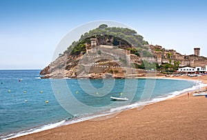 Castle view in Tossa de Mar, Spain.