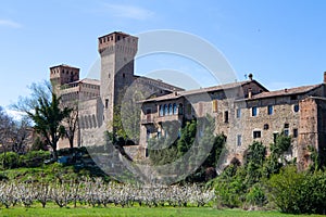 castle of vignola medieval fortress city of cherry with its blooms