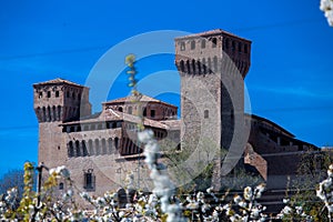 castle of vignola medieval fortress city of cherry with its blooms