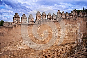 Castle wall of Gibralfaro Fortress, Malaga, Spain
