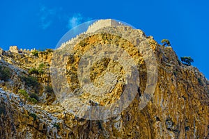 Castle wall on hill in Alanya