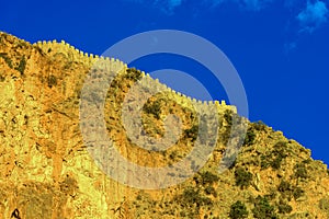 Castle wall on hill in Alanya