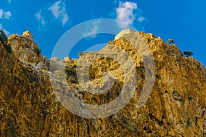 Castle wall on hill in Alanya