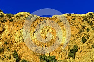 Castle wall on hill in Alanya