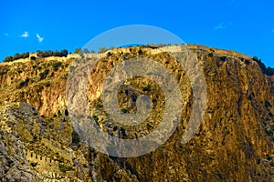 Castle wall on hill in Alanya