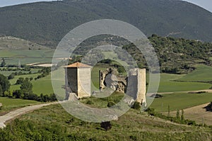 Castle and wall in Santa Gadea del Cid in Burgos province, Cast