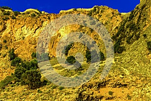 Castle wall at top of hill in Alanya