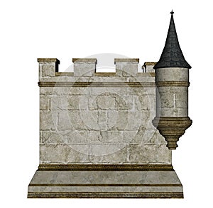 Castle wall and tower - 3D render