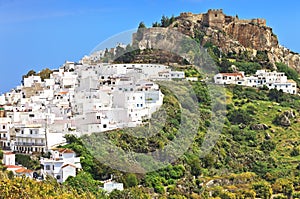 The castle and white houses in the Spanish town of Salobrena, Andalusia