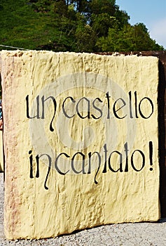 Castle of Zumelle, in Belluno, Italy, welcom inscription photo