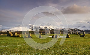 Castlerigg stone circle, winter sun