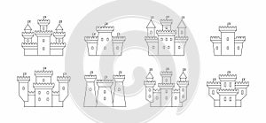 Castles and fortresses icons set