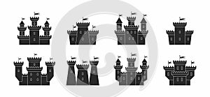 Castles and fortresses icons set