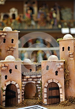 Castles and homes, Small figures of Belen, Christmas market