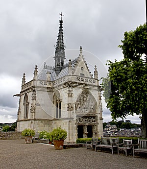 Castles of Loire in France. The tomb of Leonardo da Vinci