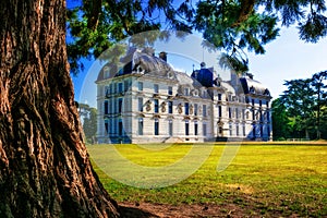 Castles of Loire valley - elegant Cheverny with beautiful park.